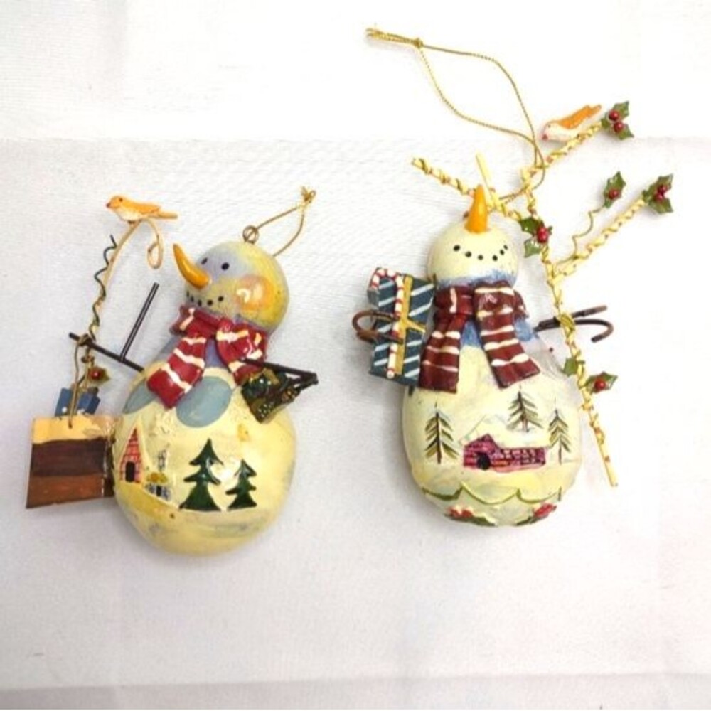 Pair of Coordinating‎ Snowman Ornaments